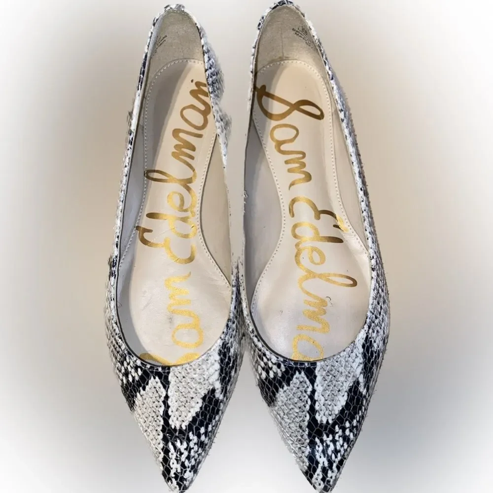 Sam Edelman Women's Sally Snake-Print Pointed Toe Flats Size 6